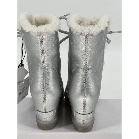Sorel Wedge‎ Platform Boot Disney Frozen Joan of Arctic Shearling Silver Women 5 - Picture 9 of 12